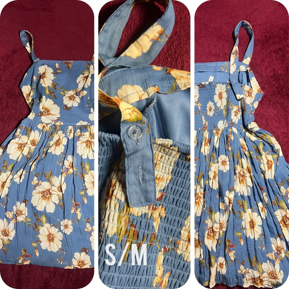 Floral Blue Dress with Yellow and White Flowers